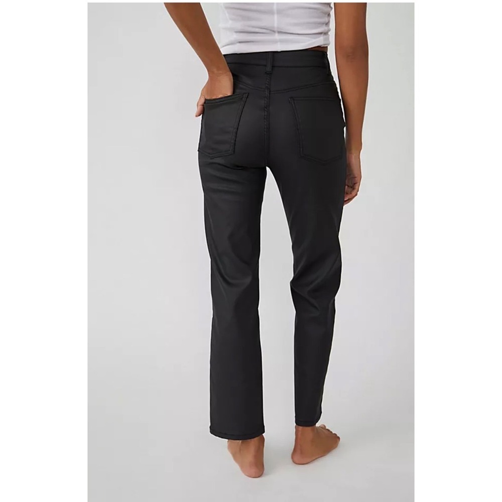 We The Free Black Faux Leather High Rise Slim Straight Leg‎ Pants Size 27